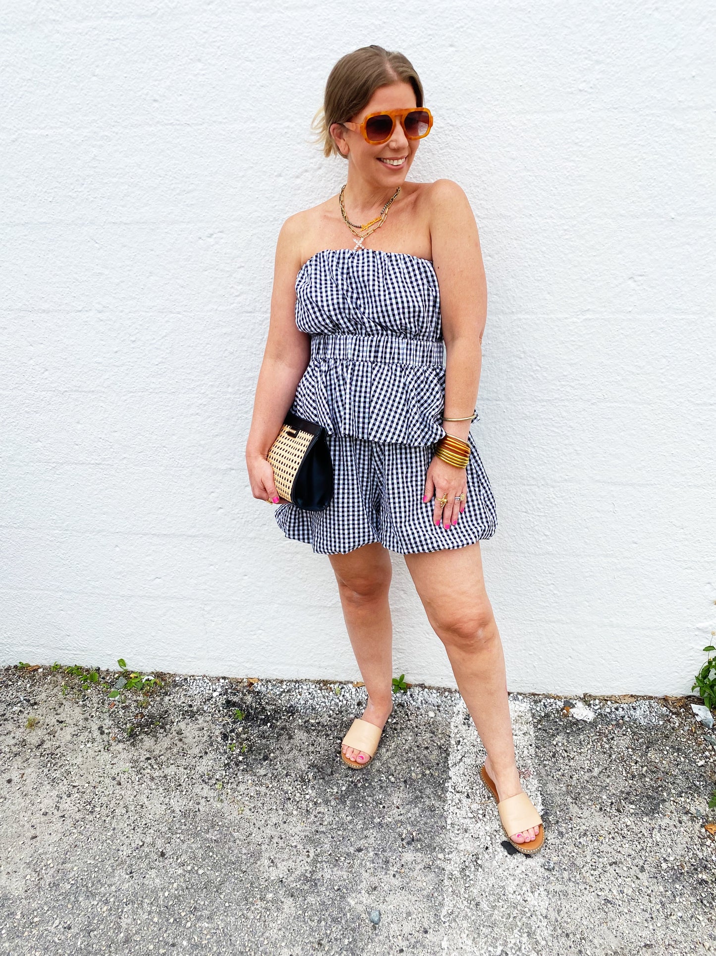 Gingham Tube Top and Shorts Set