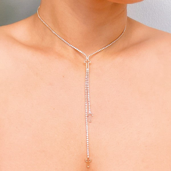 Glam Cross Y-drop Necklace * Online only-ships from warehouse
