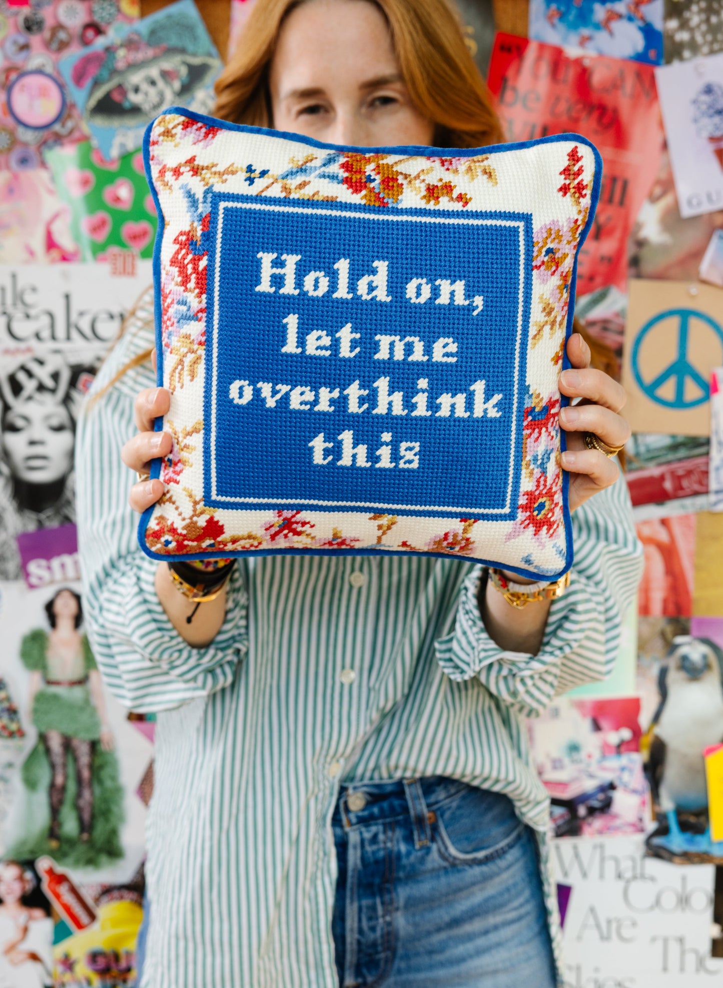 Overthink Needlepoint Pillow