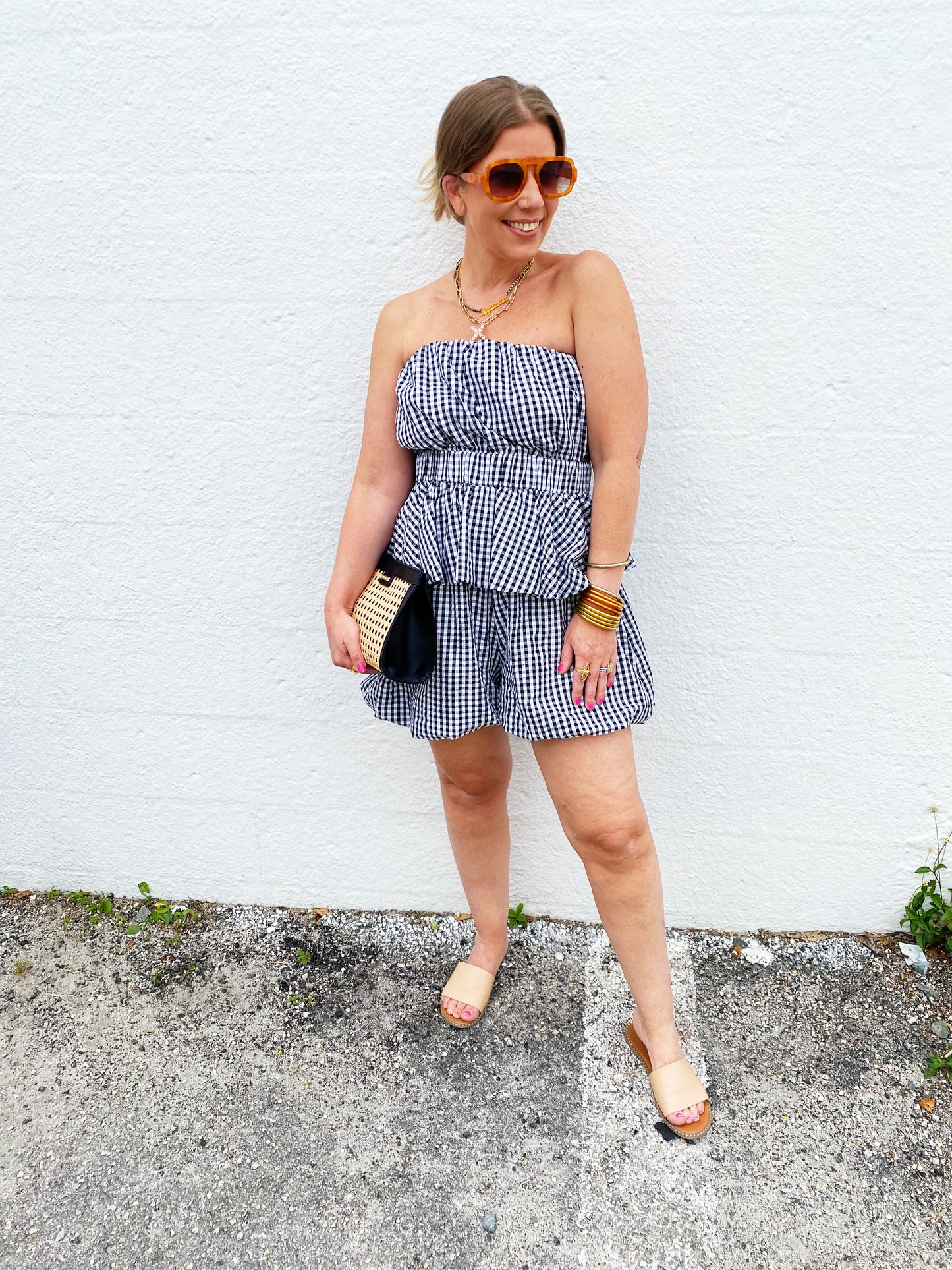 Gingham Tube Top and Shorts Set