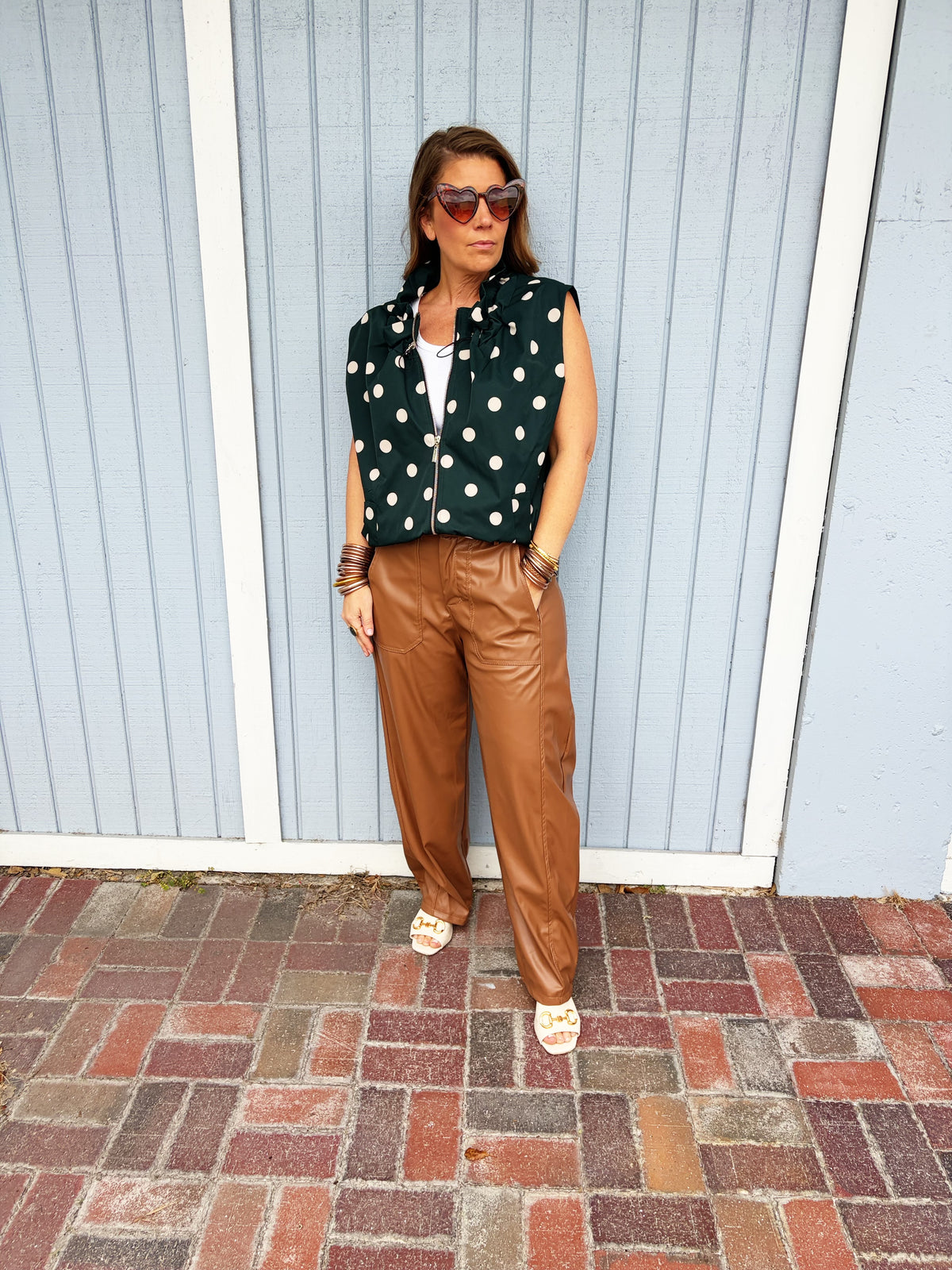 Polly Polka Dot Vest - Green
