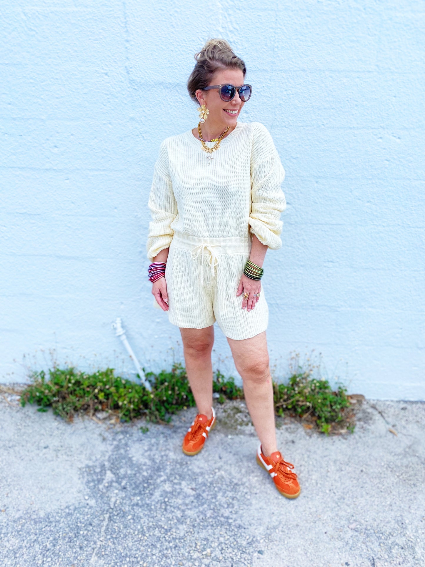 Millie Round Neck Long Sleeve Sweater Romper