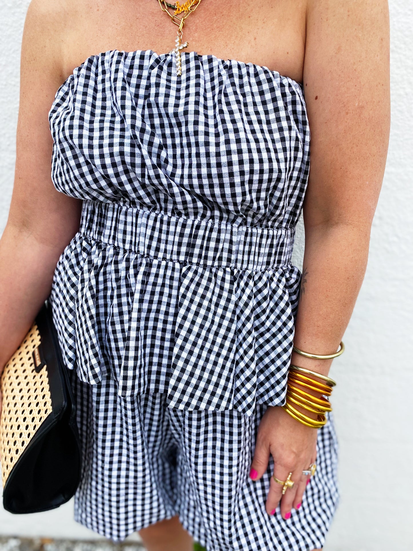 Gingham Tube Top and Shorts Set