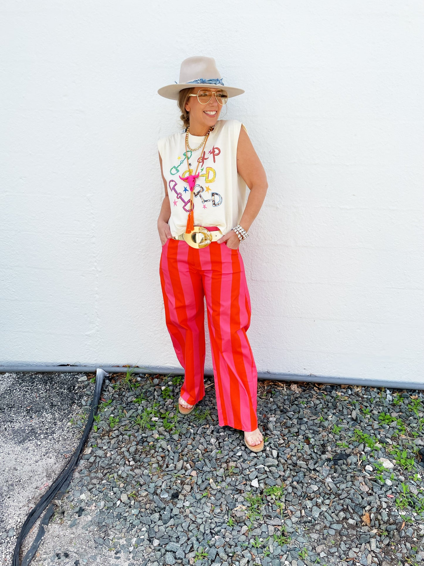 Charlie Pant in Orange /PInk