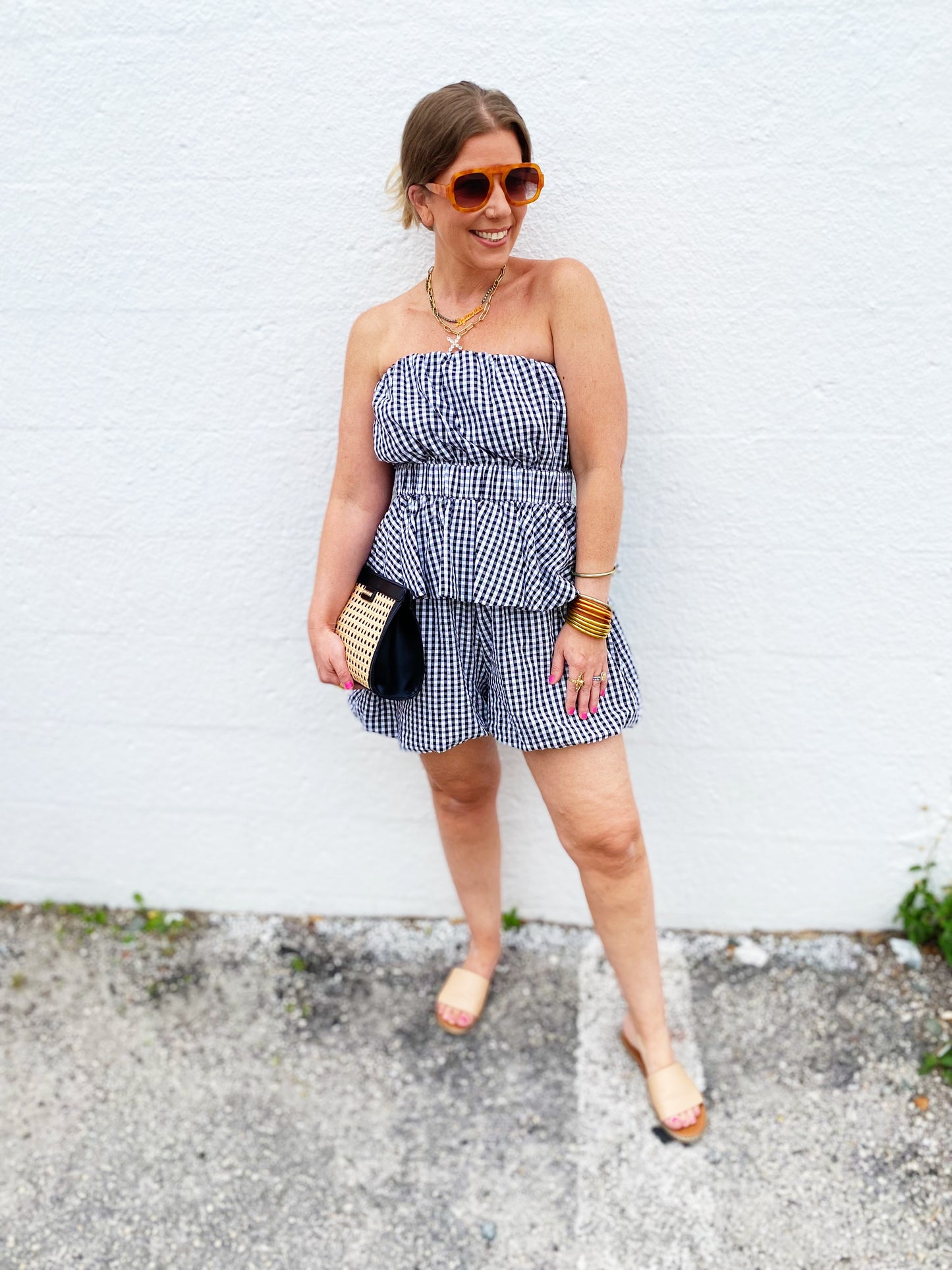 Gingham Tube Top and Shorts Set