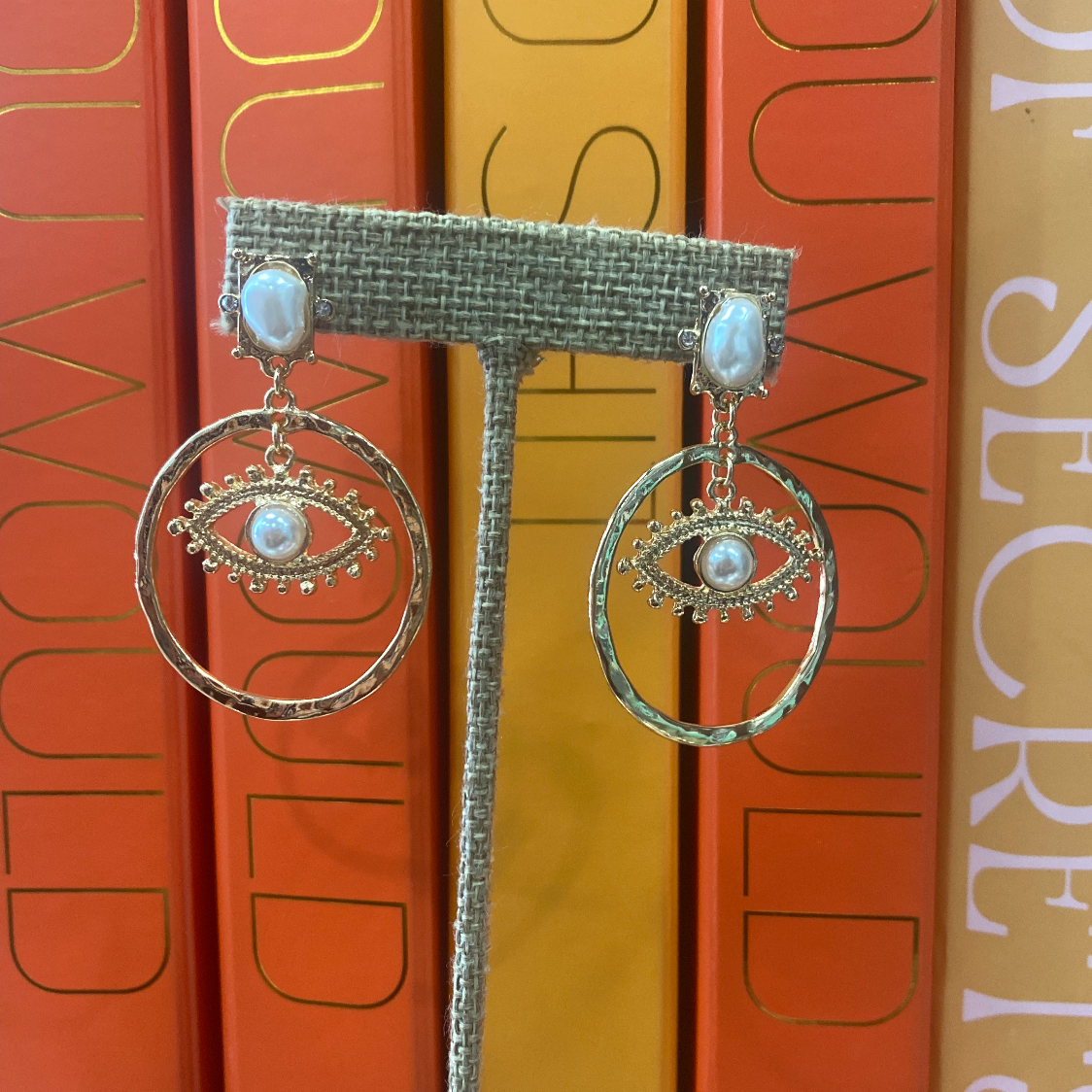 Pearl Evil Eye Earrings