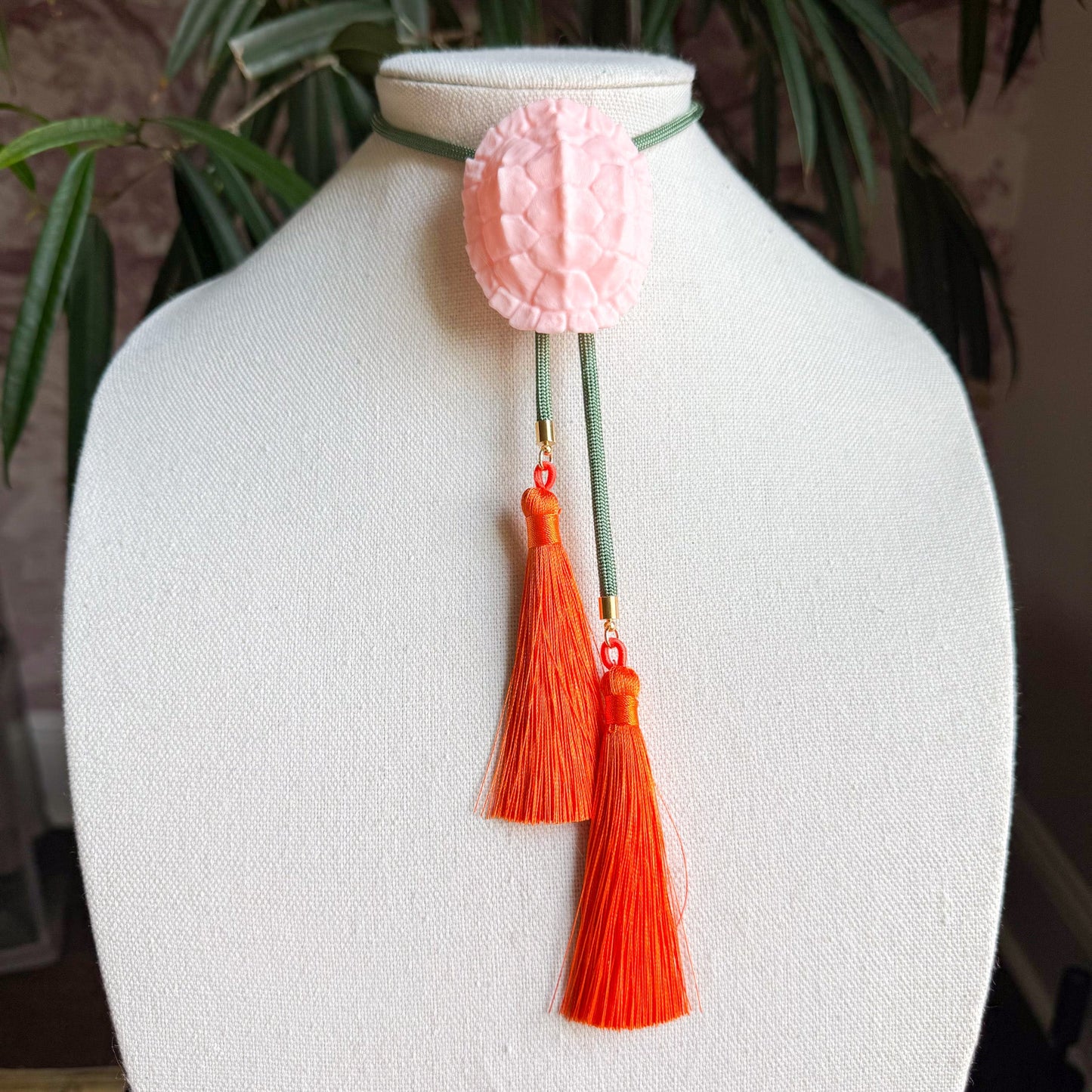 Tortoise Bolo Blush Pink with Olive & Orange