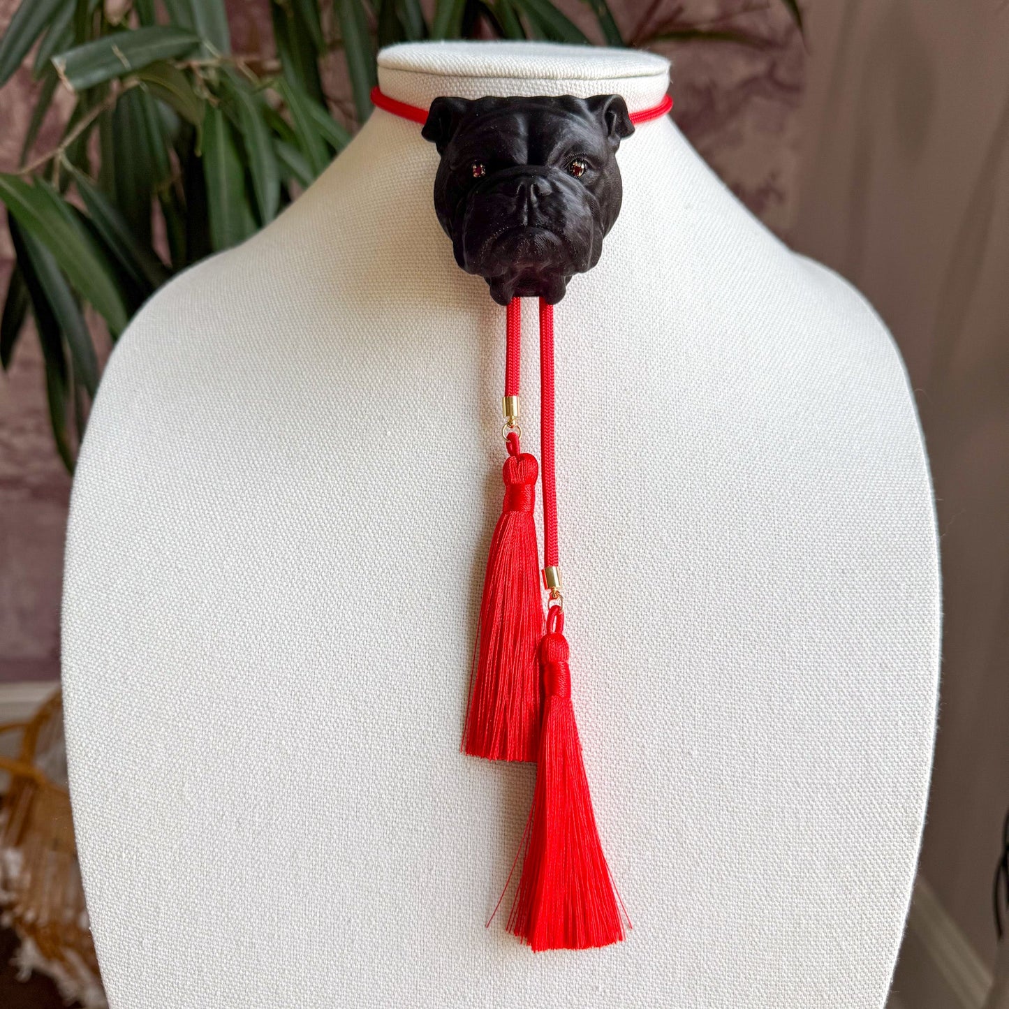 Bulldog Bolo Black with Candy Red & Red