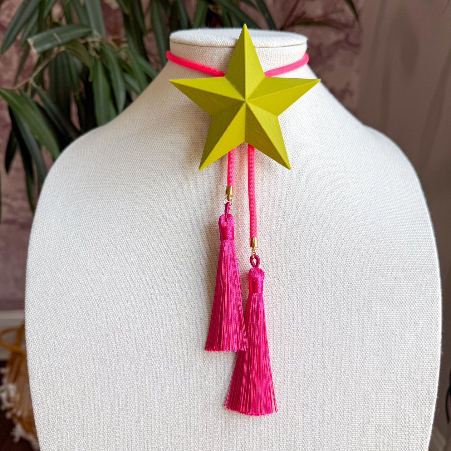 Lone Star Bolo Olive Green with Neon Pink & Fuchsia