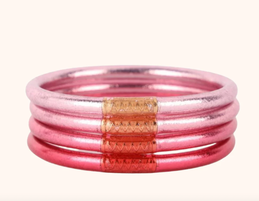 Carousel Pink All Weather Bangles® (Set of 4) - Serenity Prayer