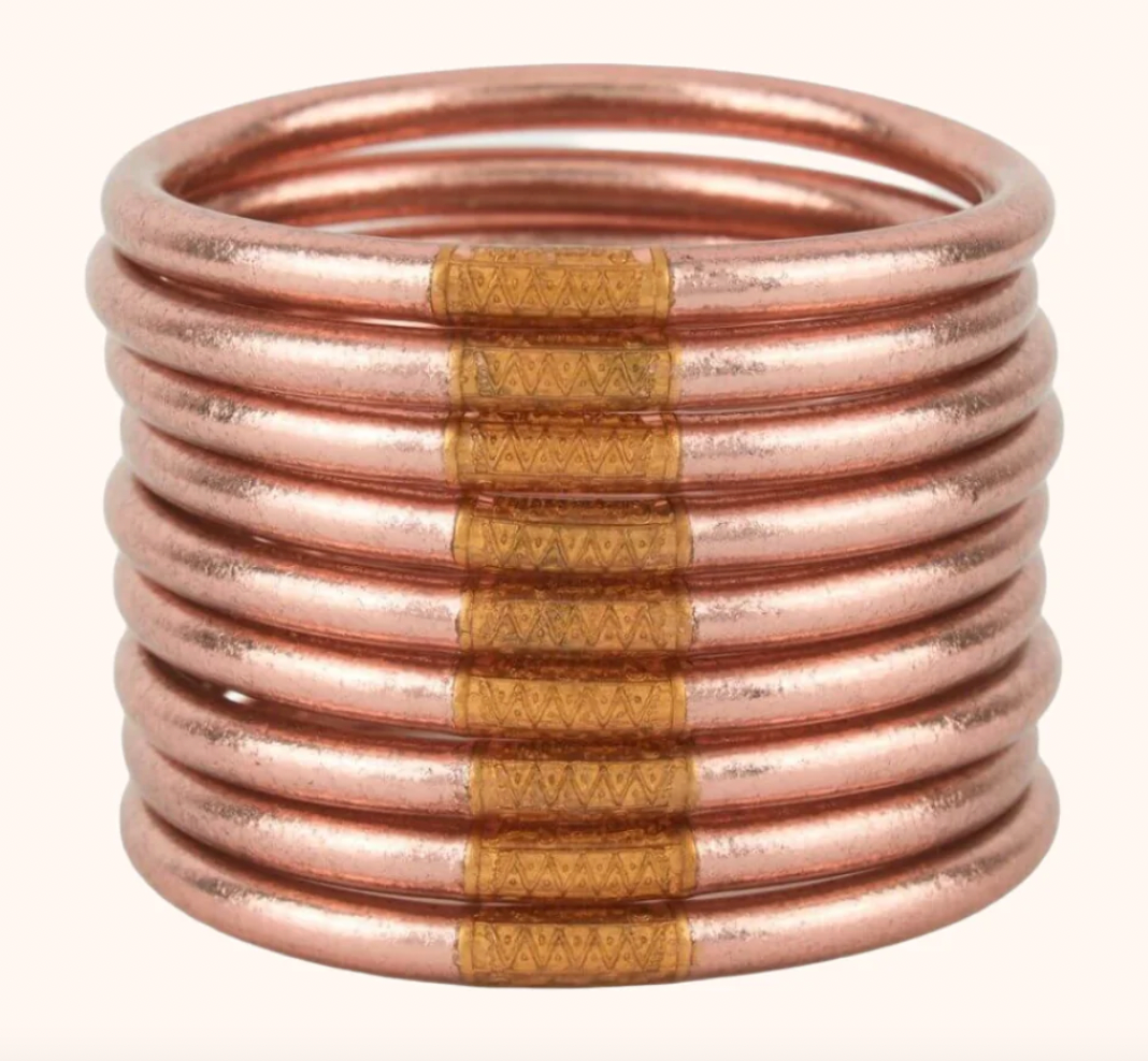 Rose Gold All Weather Bangles® (Set of 9) - Serenity Prayer