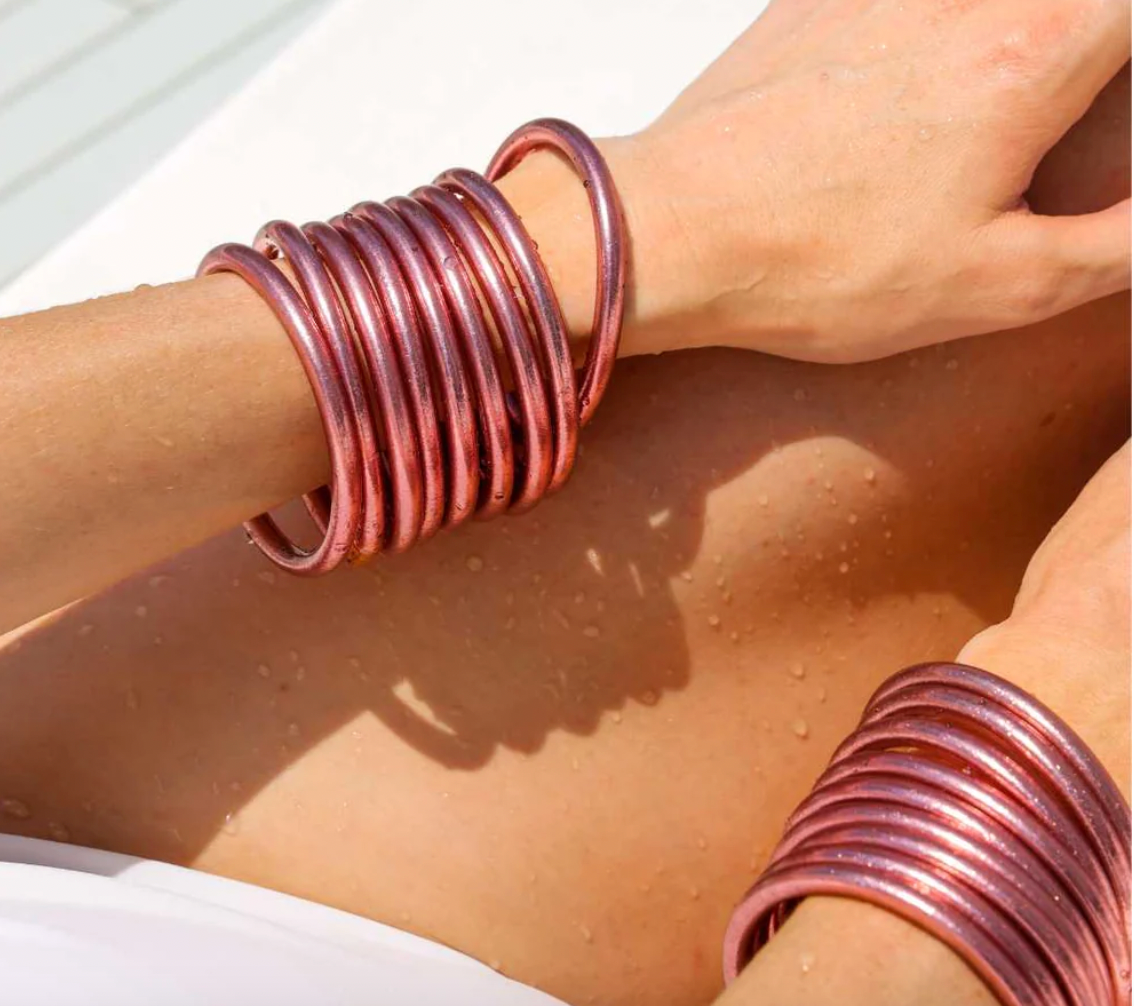 Rose Gold All Weather Bangles® (Set of 9) - Serenity Prayer