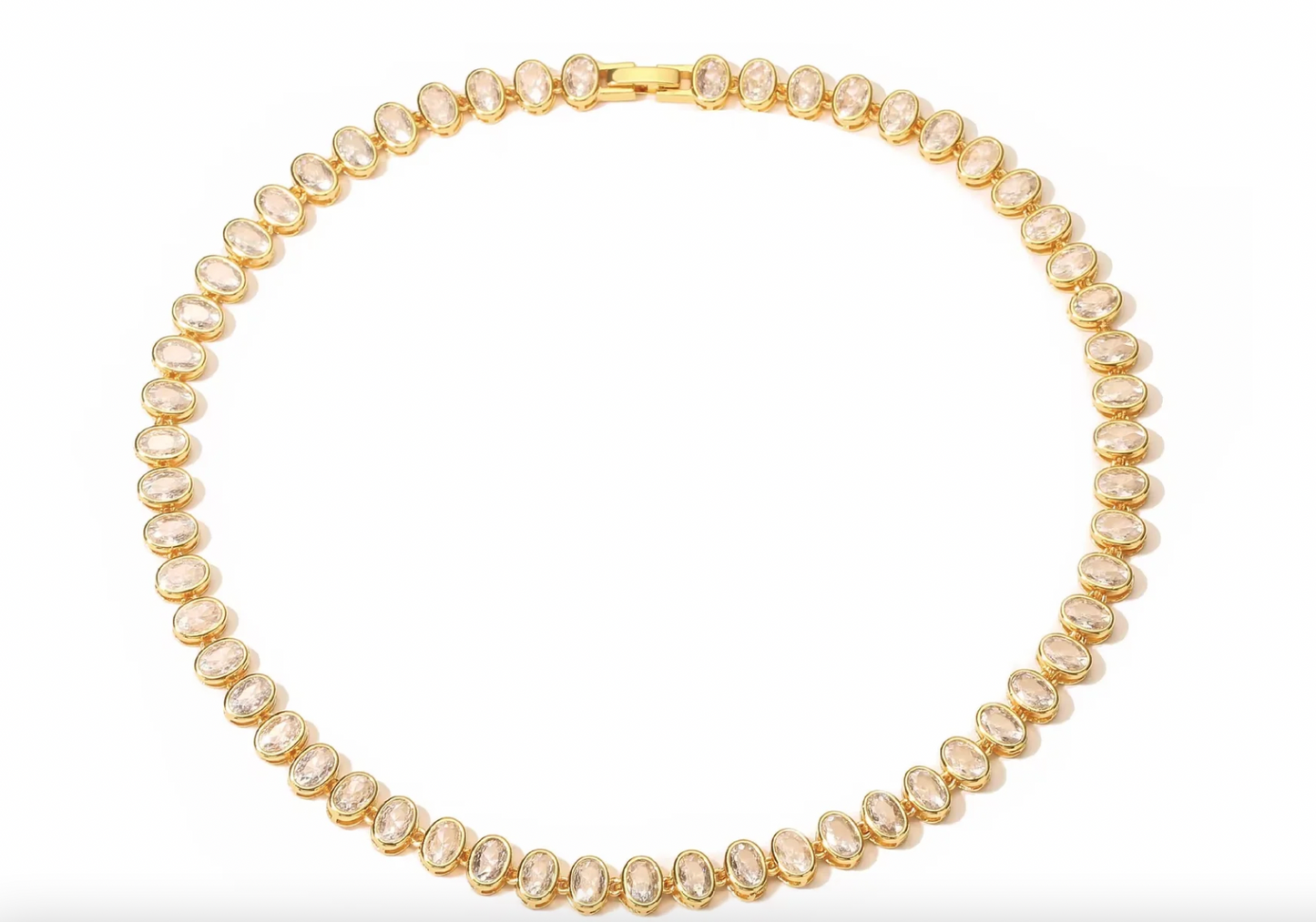 Oval Bezel Tennis Necklace