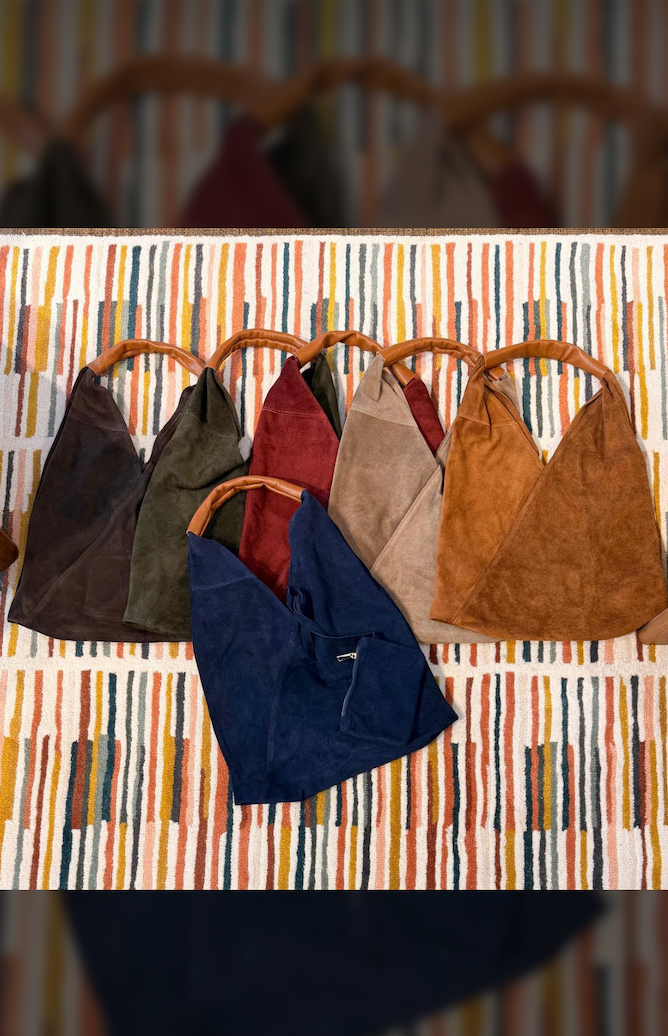 The Suede It Bag in Taupe