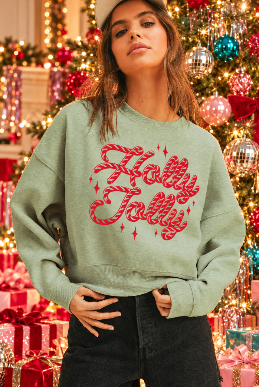 Holly Jolly Candy Cane Sweatshirt PREORDER