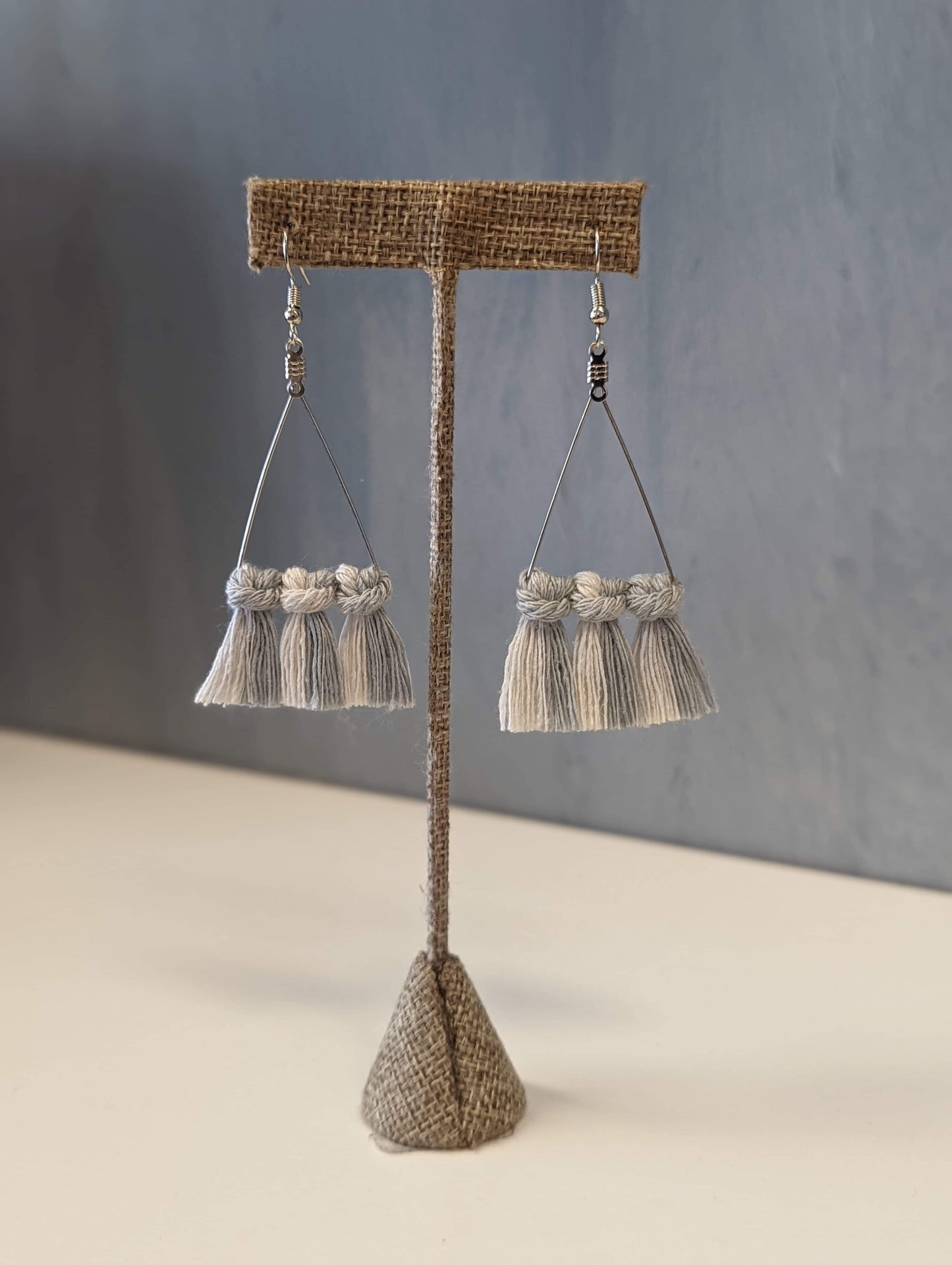 Triangle Crossover Macrame Earrings