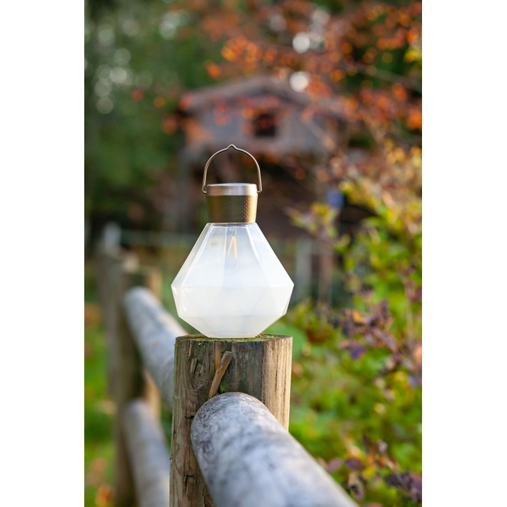 Solar Glass Gem Light - Milk
