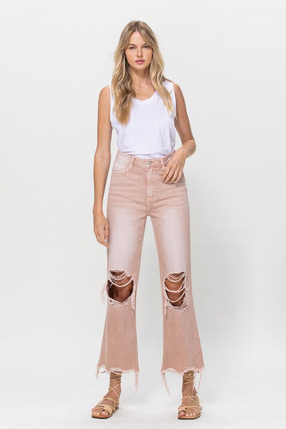 90's Vintage Crop Flare Jeans Light Rose- *Online only