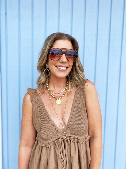 V Neck Crochet Mini Dress *FINAL SALE