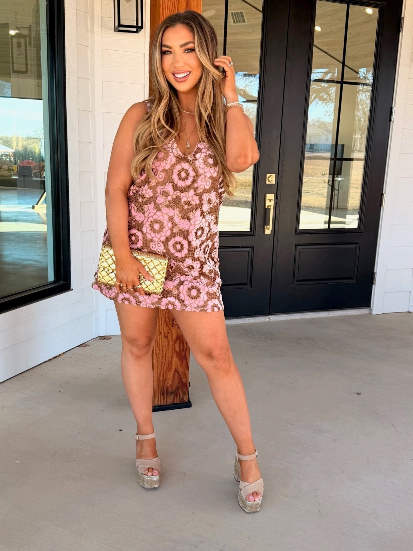 Lola Mini Dress -Golden Rose