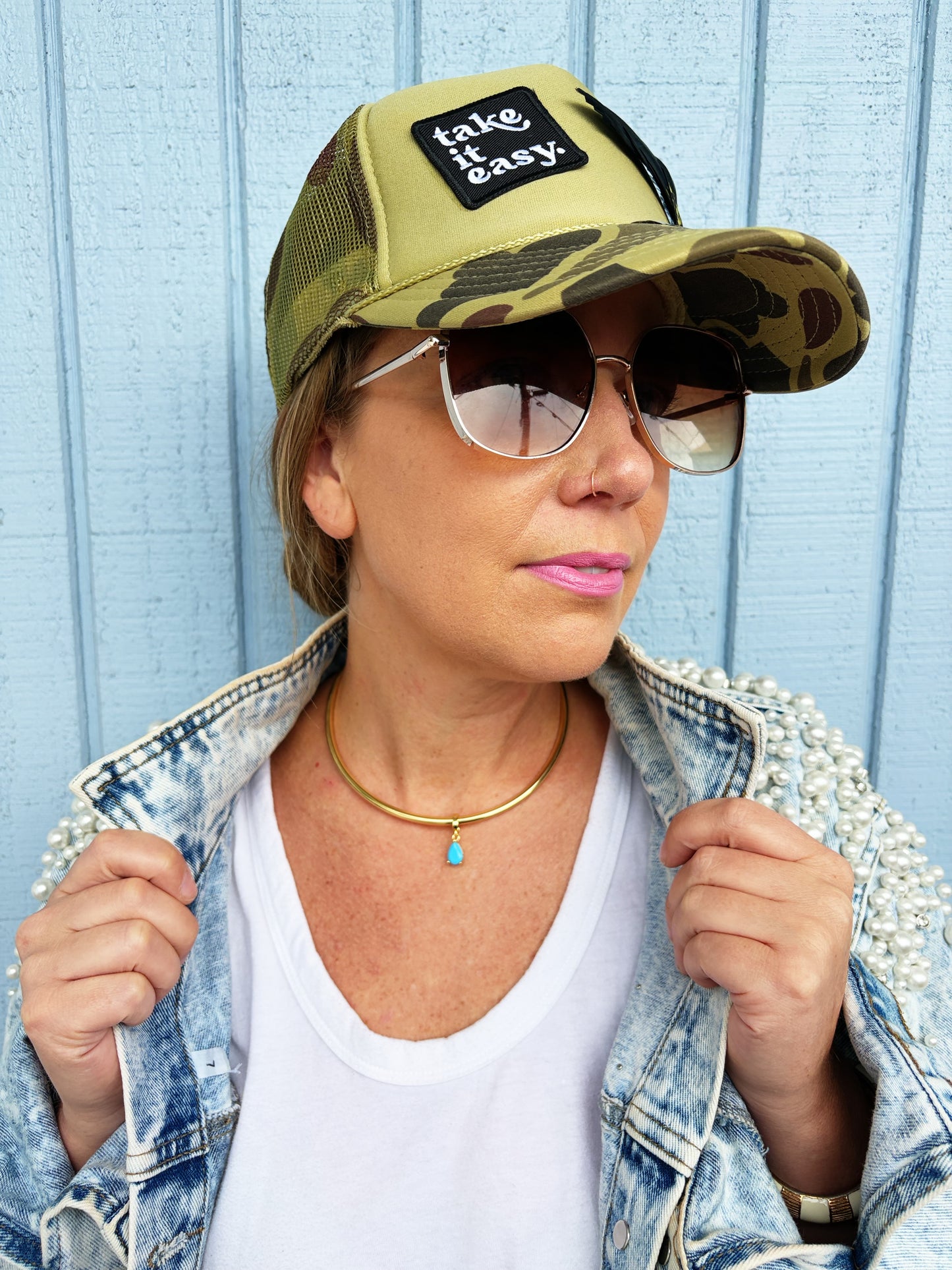 Turq Drop Cuff Necklace