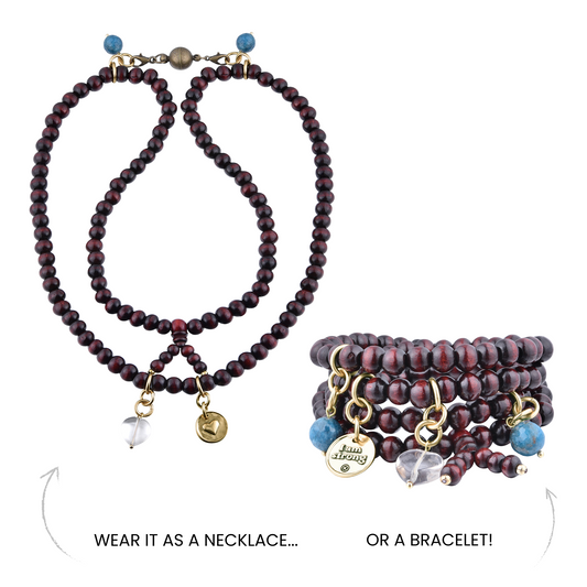 I Am Strong Heart Wood Boho Wrap Bracelet/Necklace