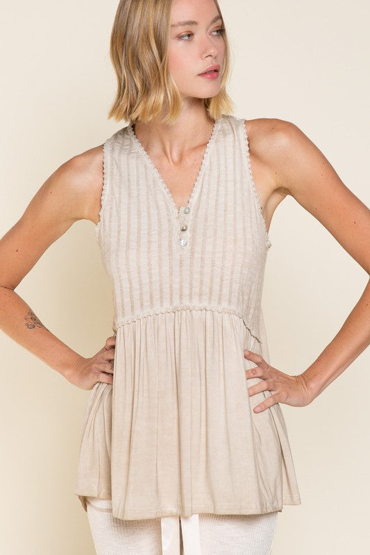 Simple But Unique Babydoll Knit Tank Top * Online only-ships from warehouse