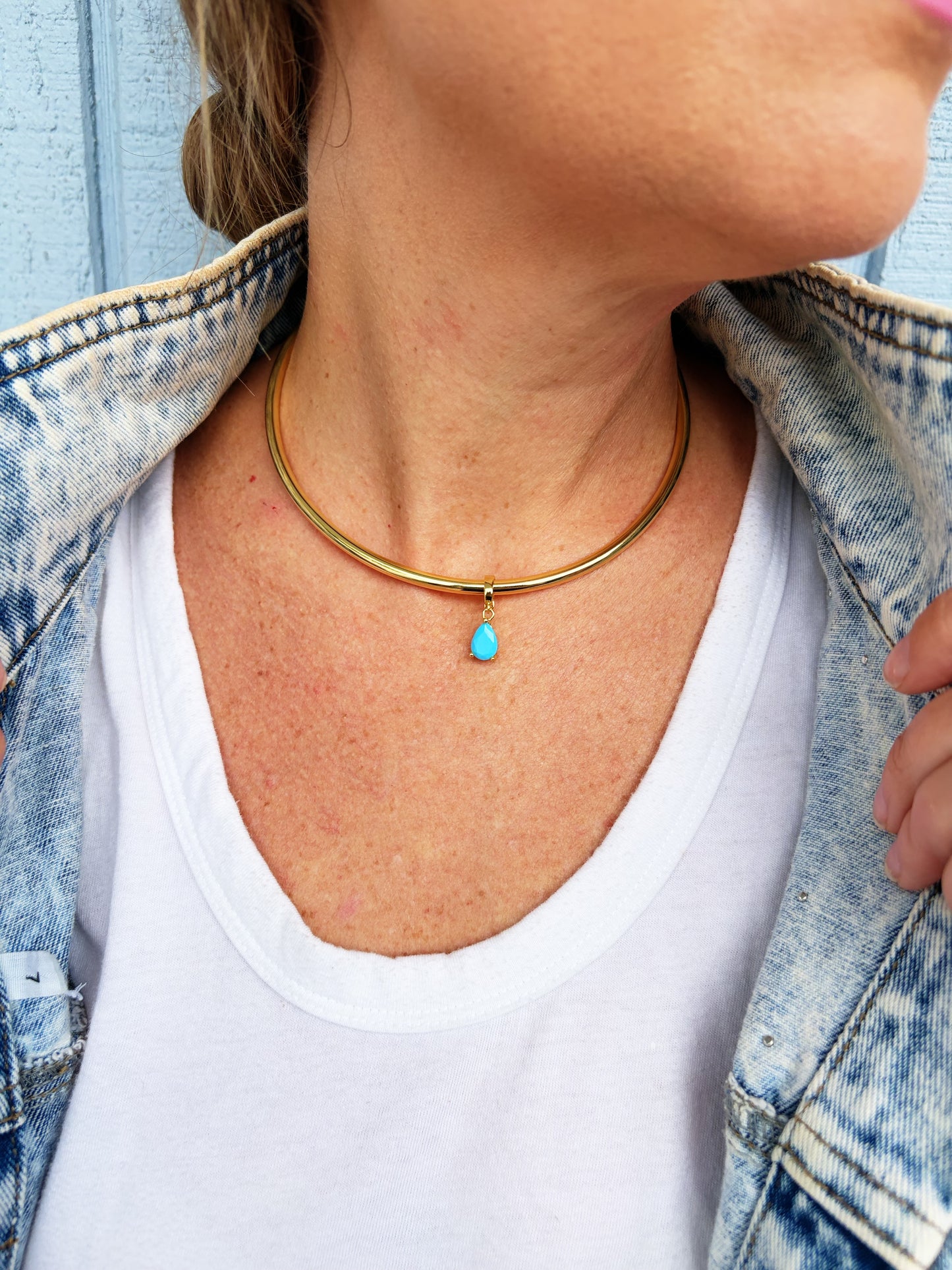 Turq Drop Cuff Necklace