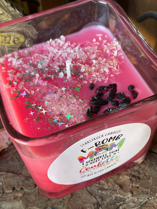 F bomb Mom Crystal candle