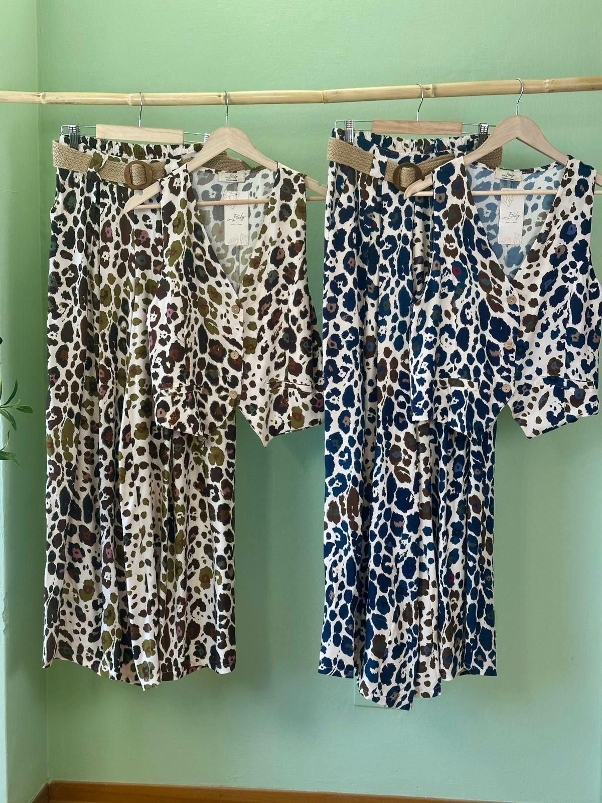 Lena Leopard Set Navy