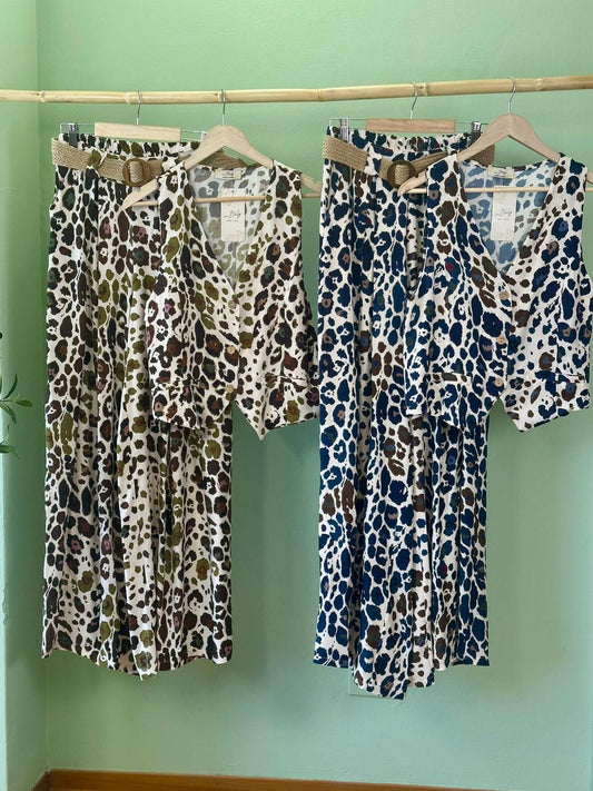 Lena Leopard Set Navy