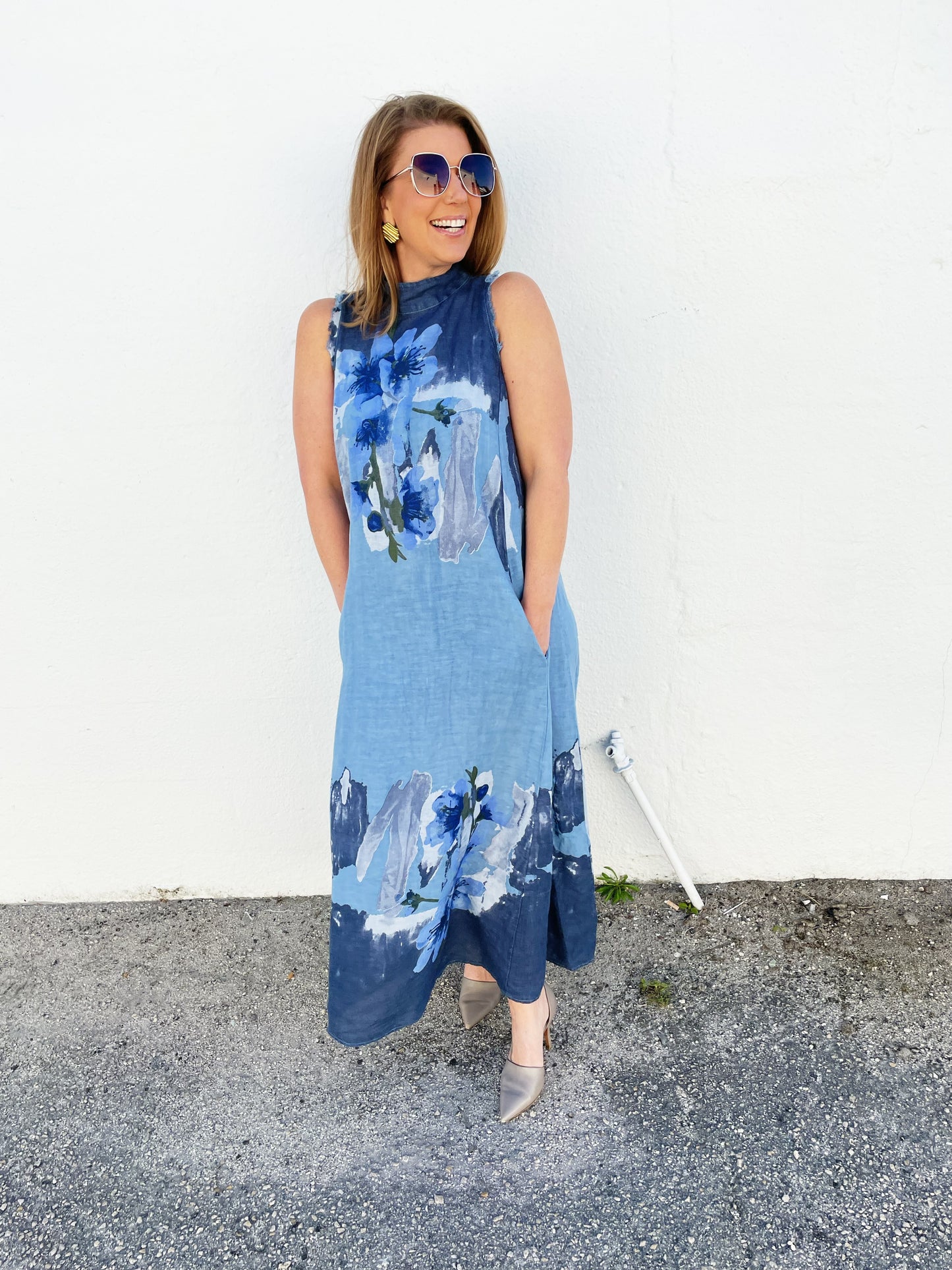 Jenny Dress in Blue Watercolor