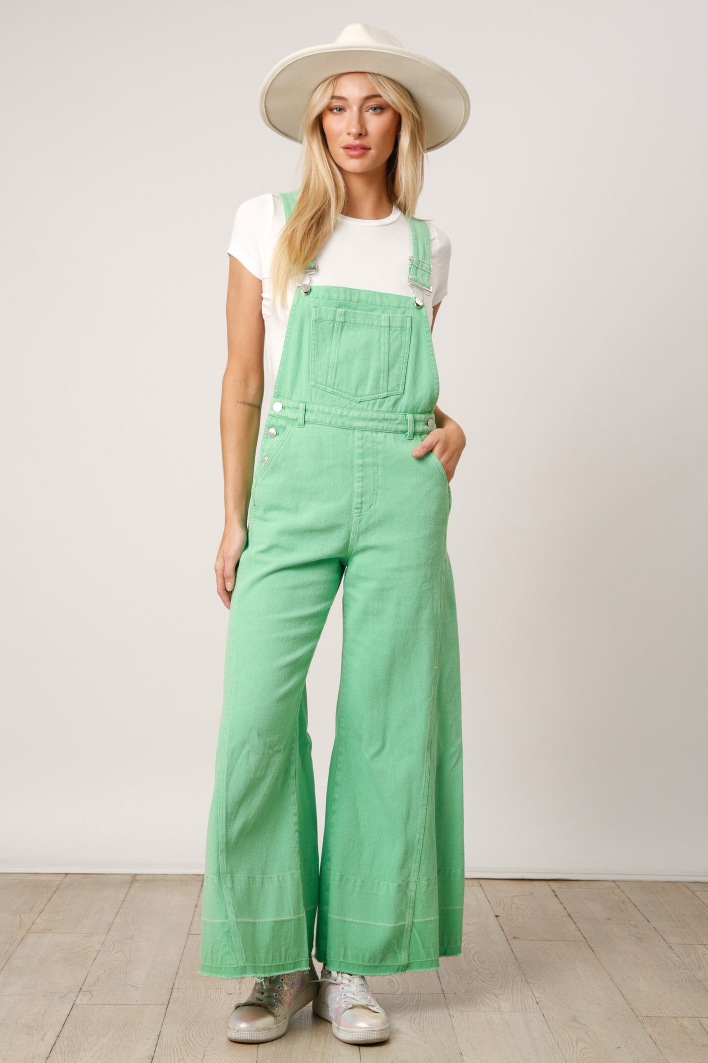 Washed Denim Overalls