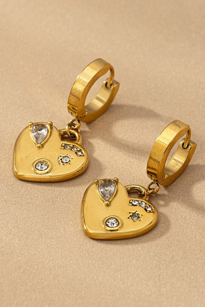 Waterproof Stainless Steel Huggie with Charms