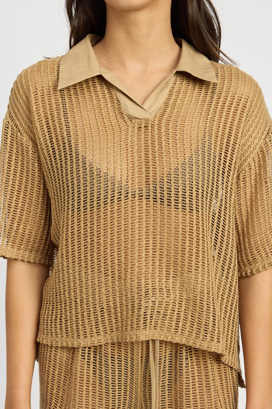 COLLARED LOUNGE SHIRT* Online only-ships from warehouse