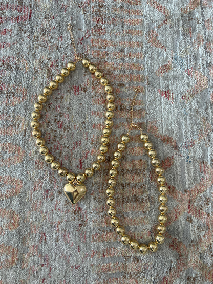 Chunky Beaded Heart Necklace