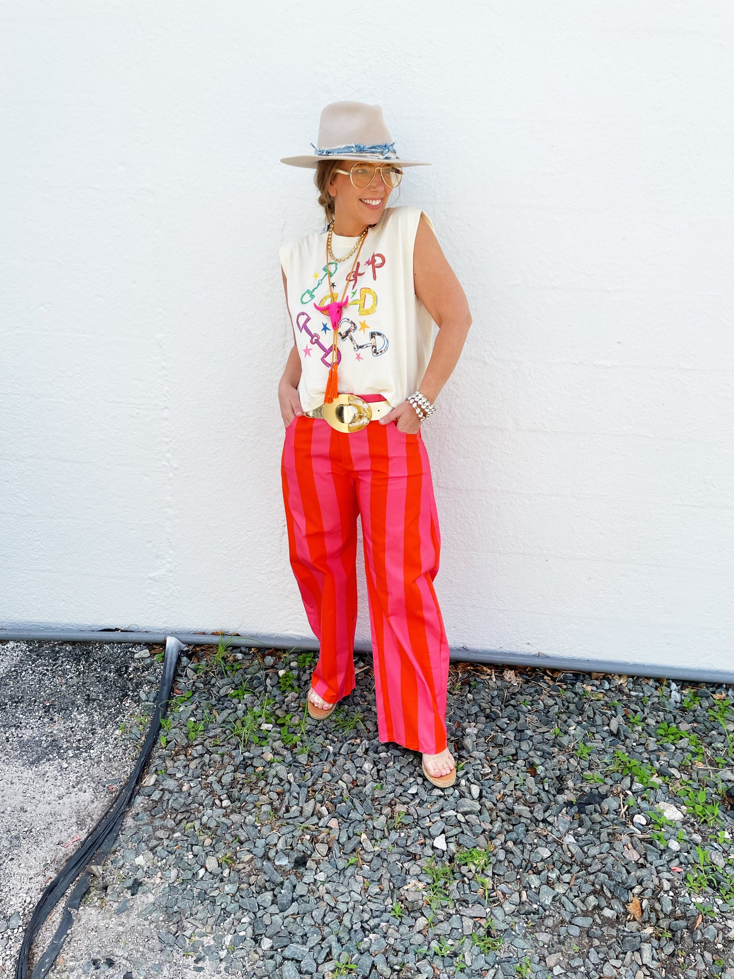 Charlie Pant in Orange /PInk
