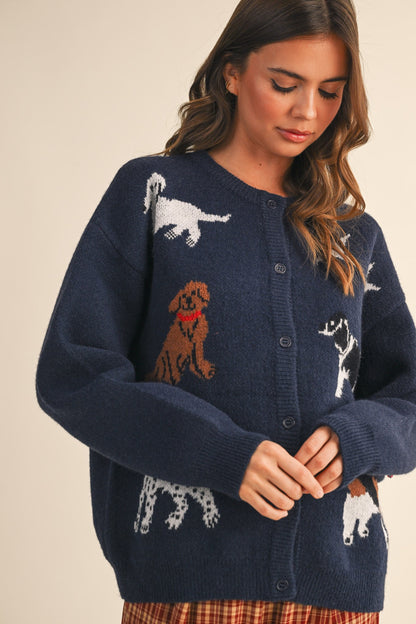 Dog Knit Sweater Cardigan