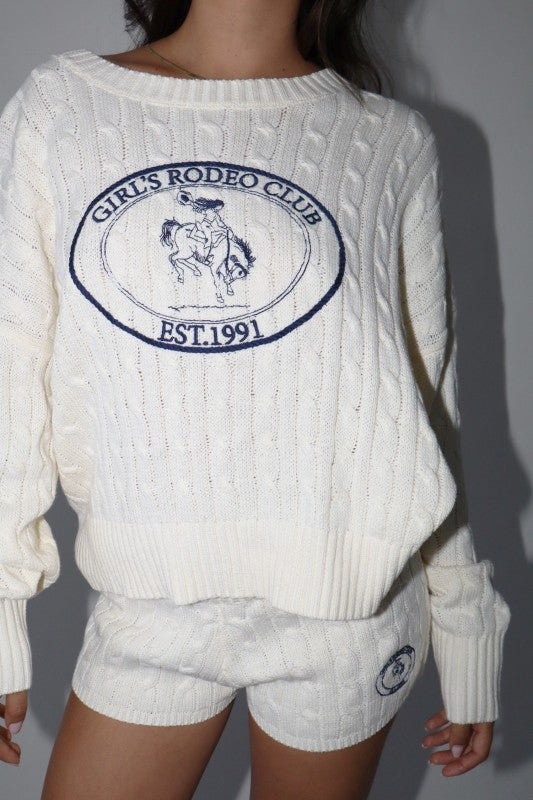 Cable Knit Rodeo Patch Sweater