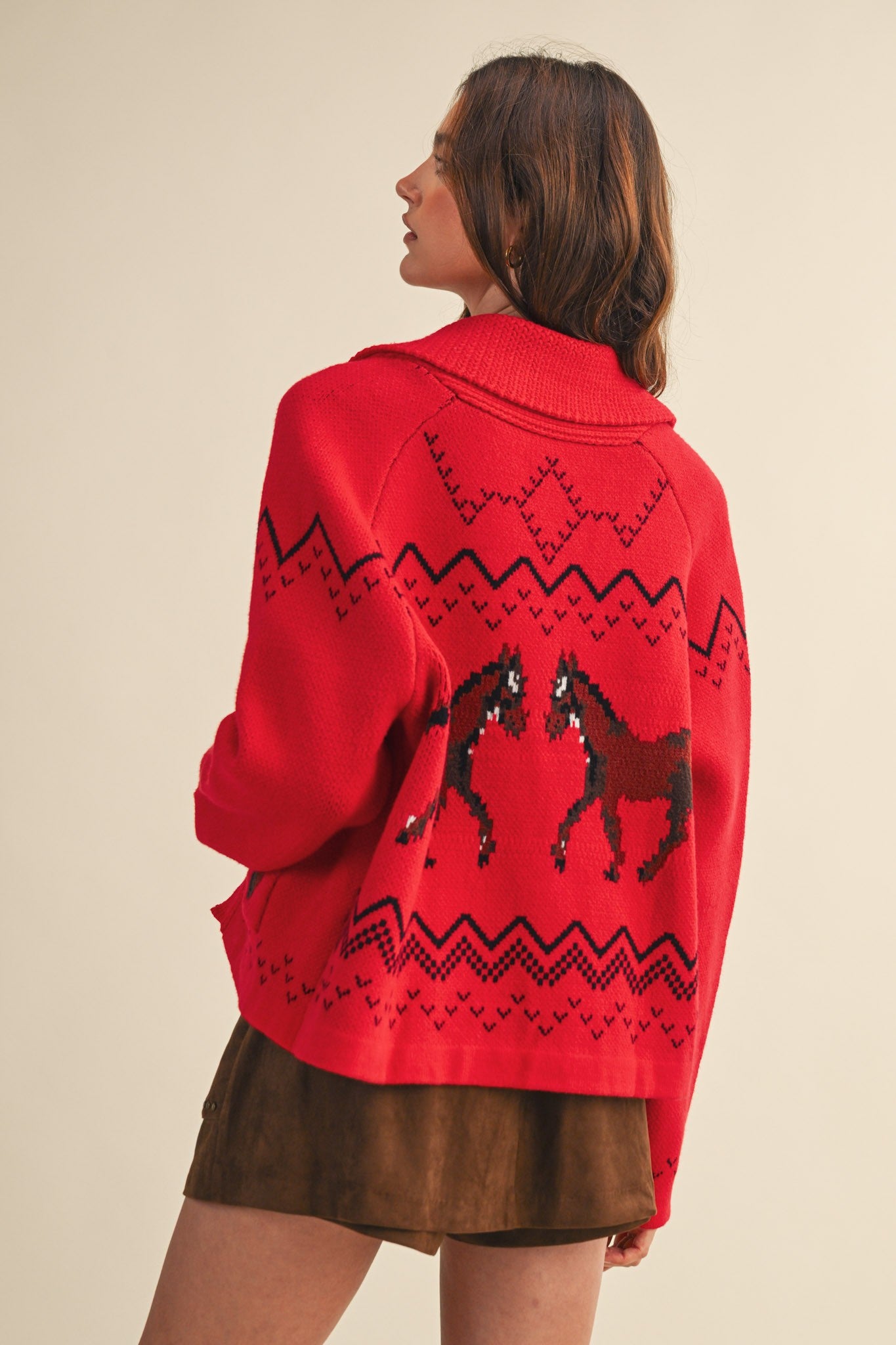 Horse Knit Sweater Cardigan