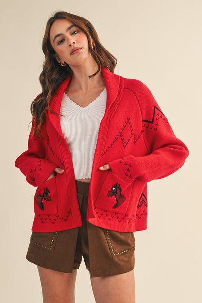 Horse Knit Sweater Cardigan