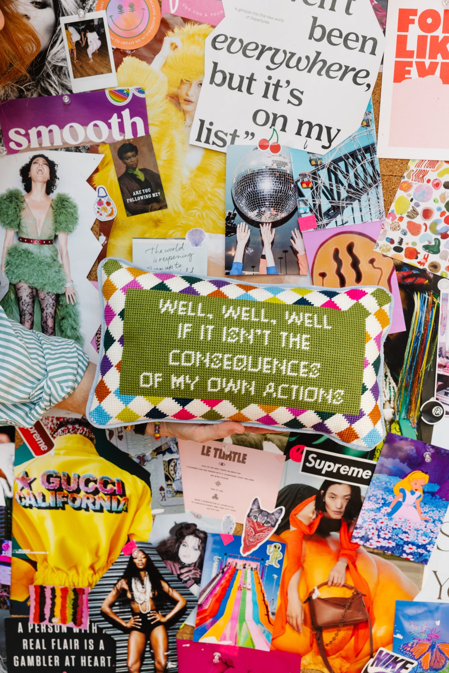 Well Well Well Needlepoint Pillow