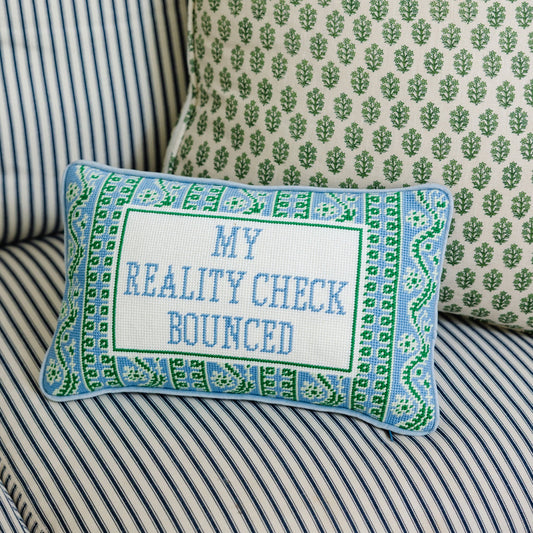 Reality Check Needlepoint Pillow