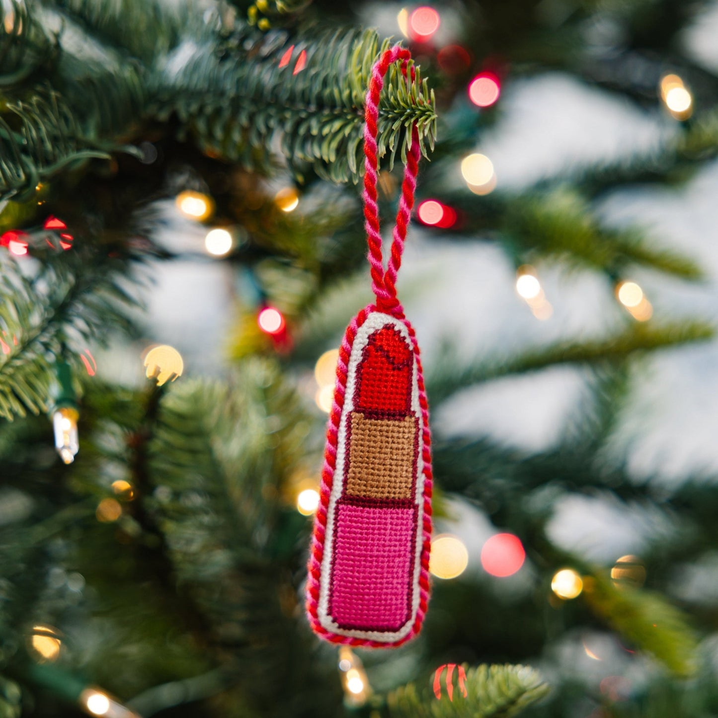 Needlepoint Icon Ornament - Lipstick