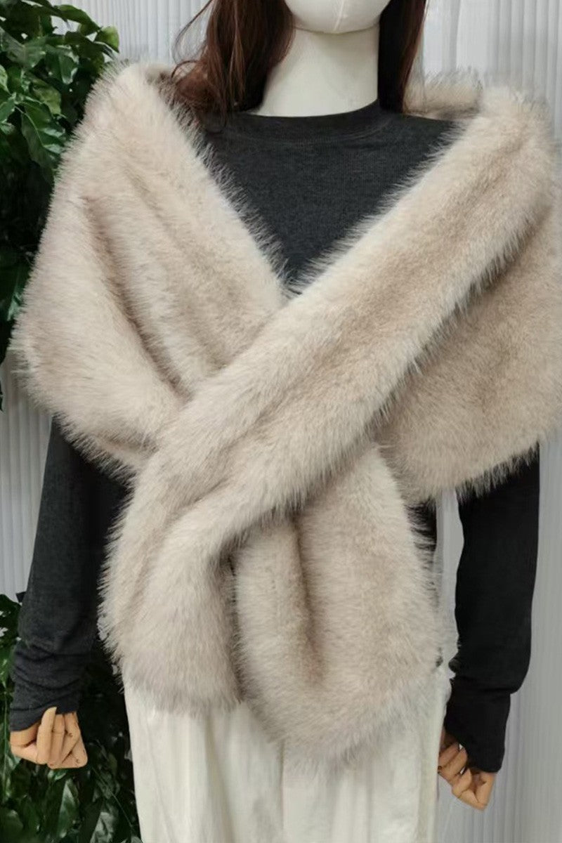 Faux Fur Collar Shawl