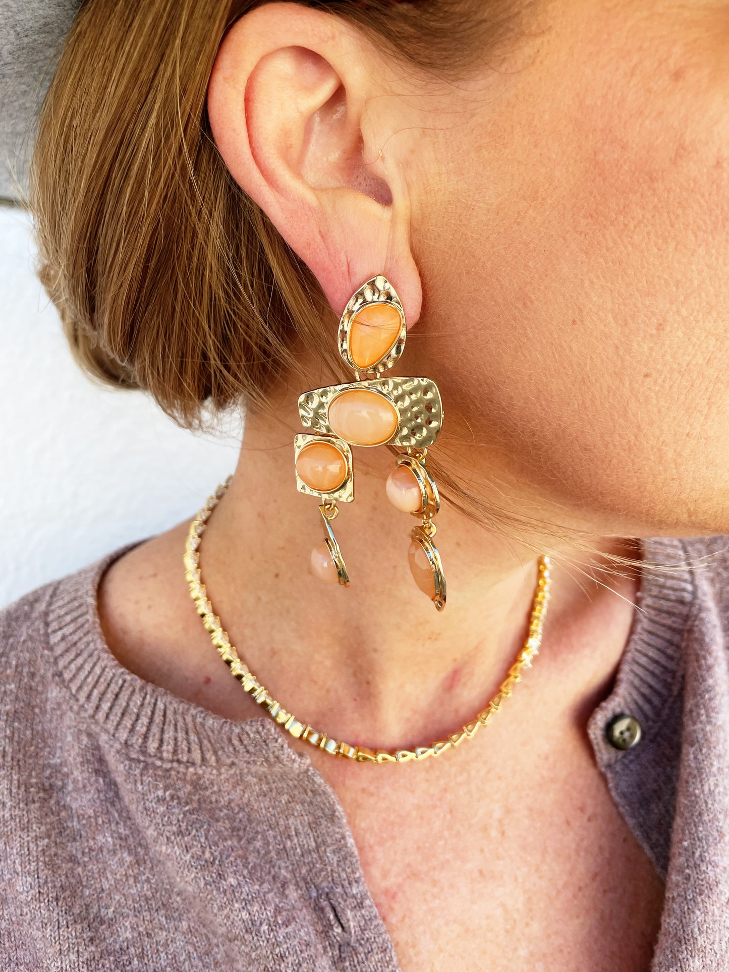 Rocco Earrings Peach *FINAL SALE