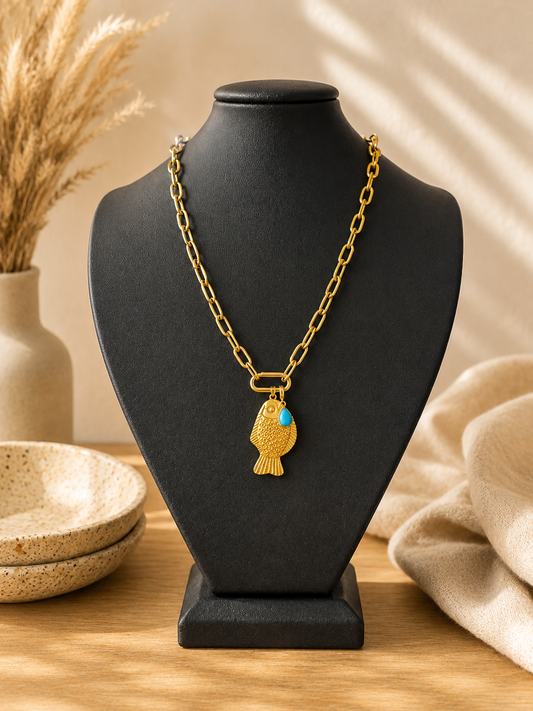 Finny Flounder Link Necklace Adjustable