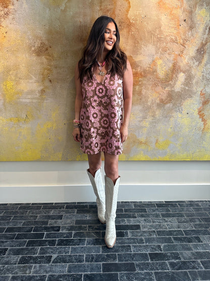 Lola Mini Dress -Golden Rose