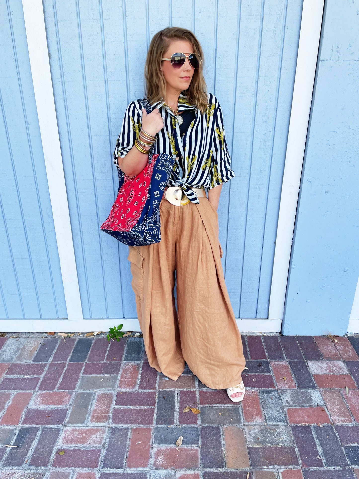 Bailey Bandana Tote Red/Navy