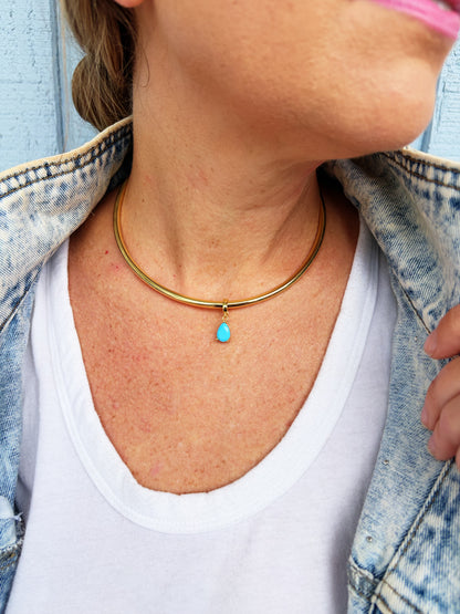 Turq Drop Cuff Necklace